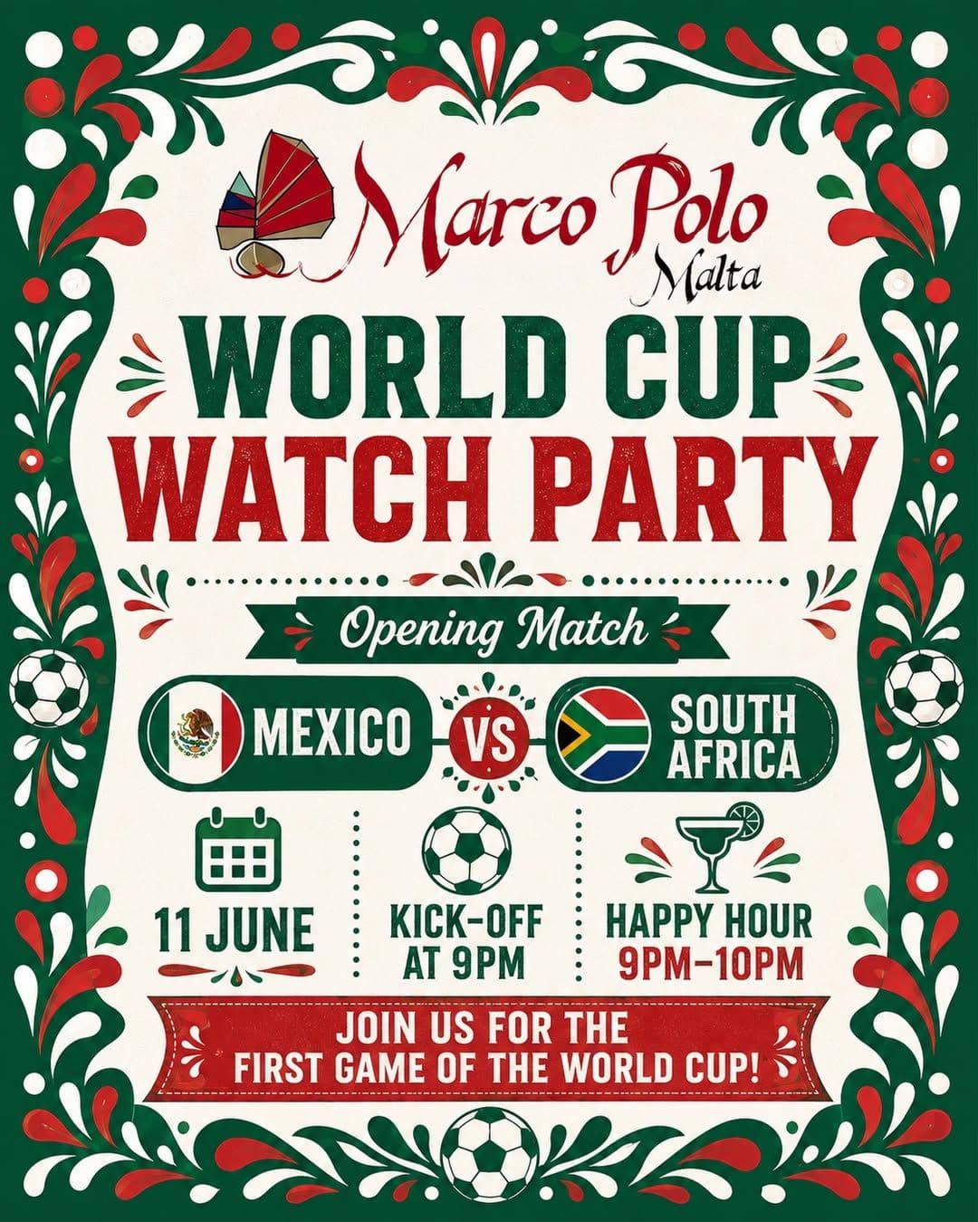 The World Cup kicks off at Marco Polo Malta 🌎🔥